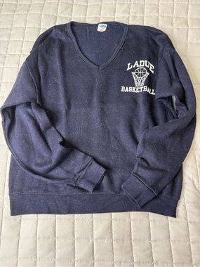 Vintage Champion Navy V-Neck Ladue Basketball Sweater